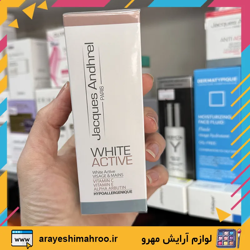 کرم ضد لک و روشن کننده وایت اکتیو ژاک آندرل پاریس-Jacques Andhrel White Active Visage Main-محصولات ژاک آندرل-لوازم آرایش اورجینال مهرو